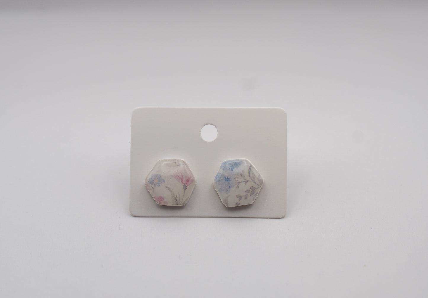 Wildflower Hexagon Stud Earrings