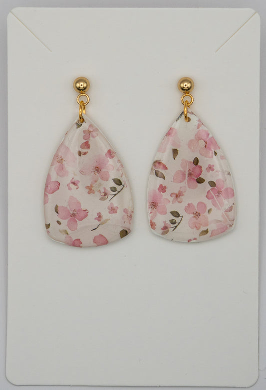 Sakura Blossom Dangle Earrings-24K Gold Dangles