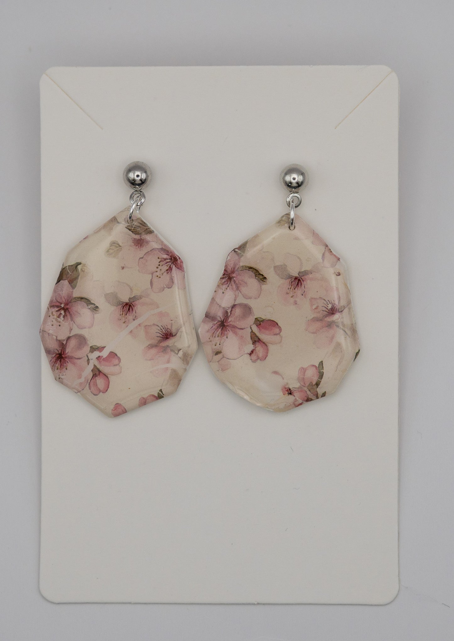Sakura Petal Geometric Dangle Earrings