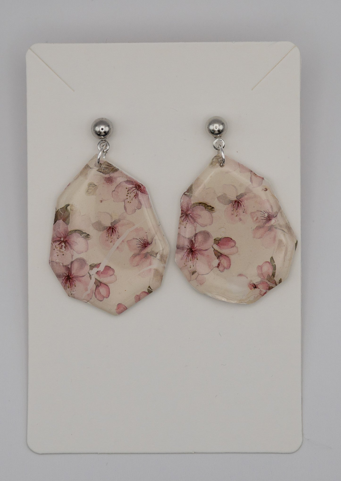 Sakura Petal Geometric Dangle Earrings