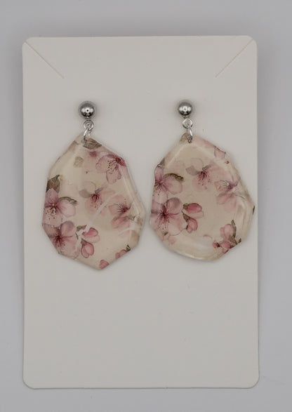 Sakura Petal Geometric Dangle Earrings