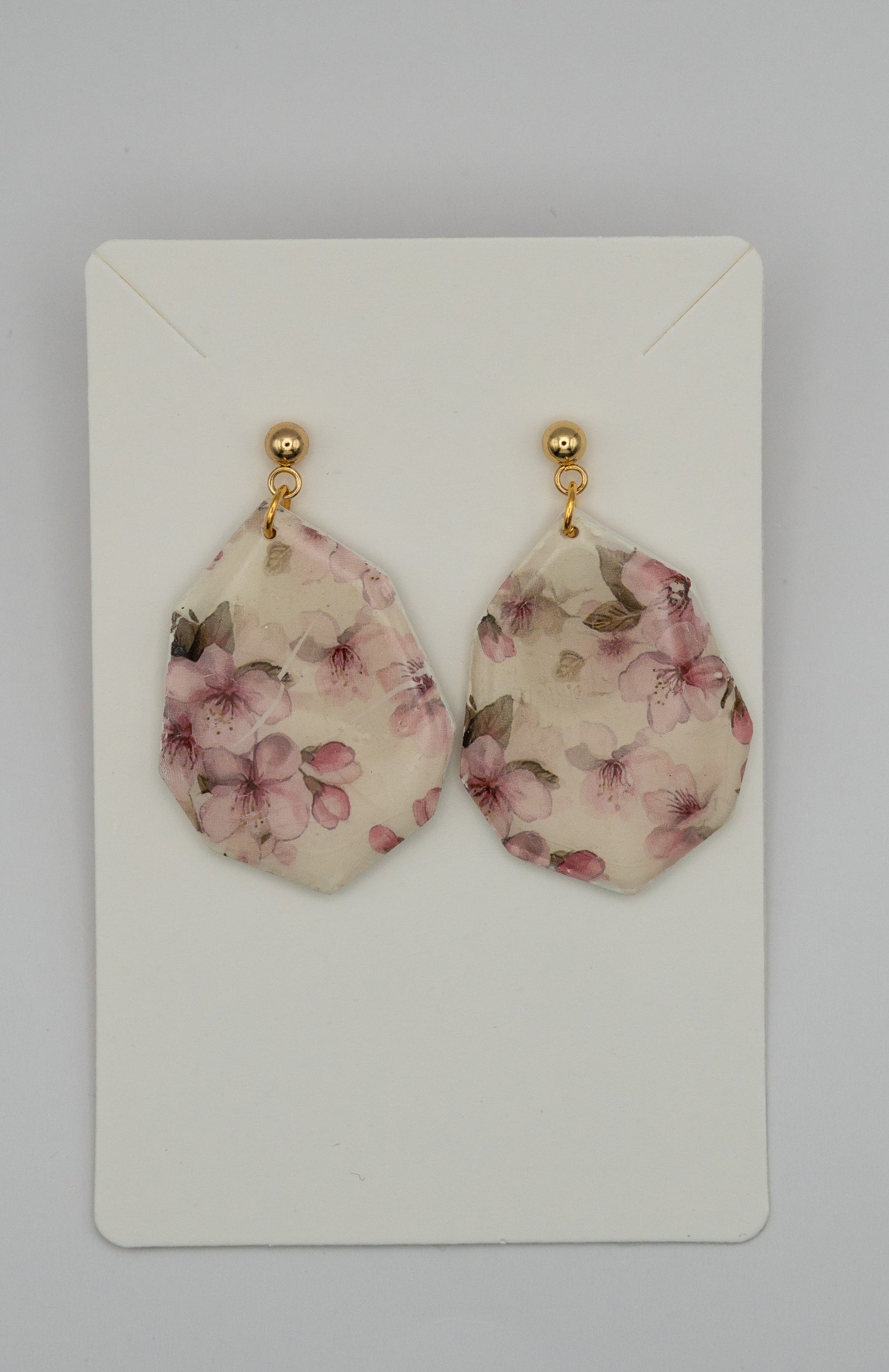 Sakura Petal Geometric Dangle Earrings
