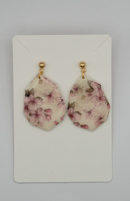 Sakura Petal Geometric Dangle Earrings