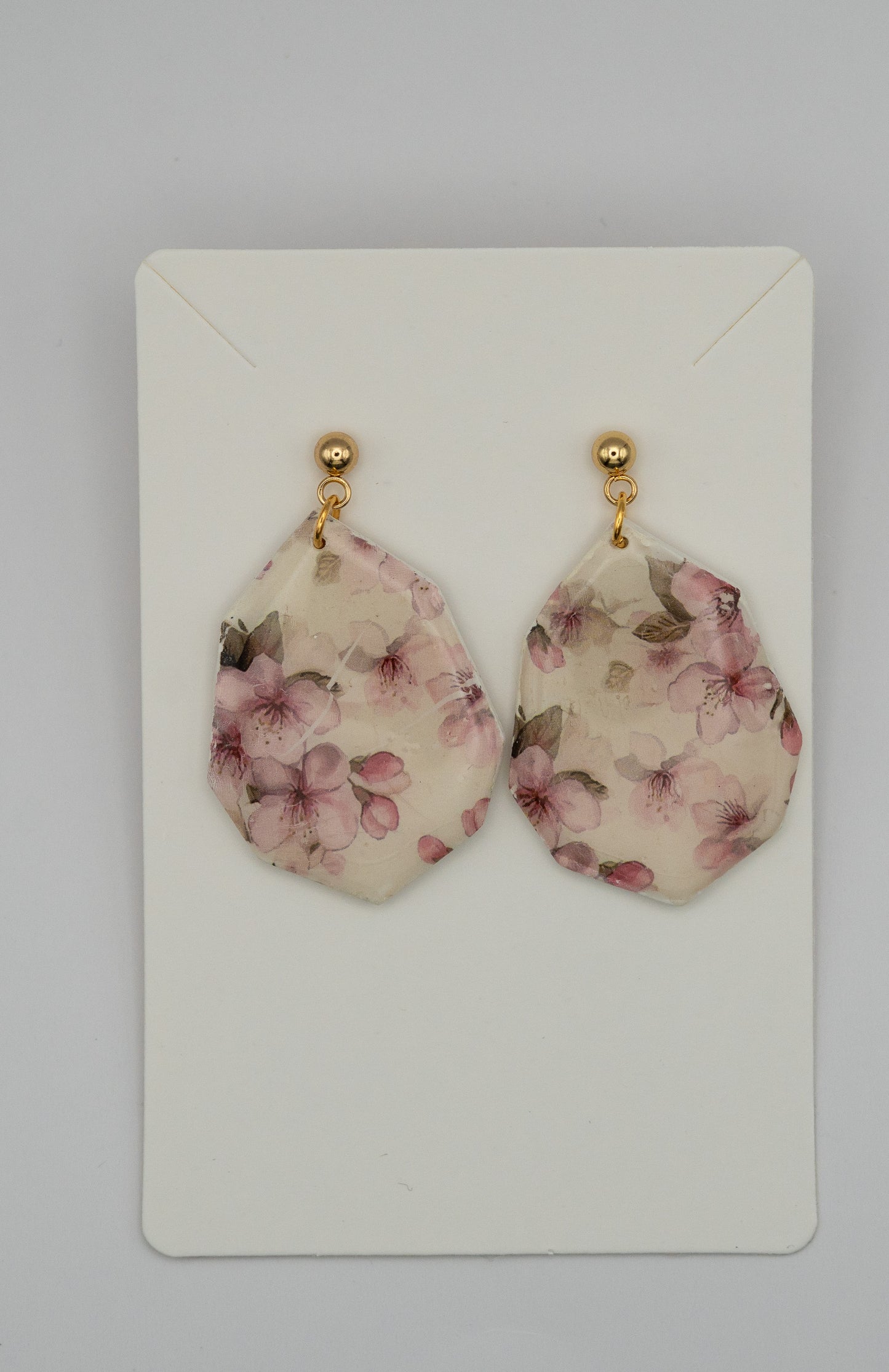 Sakura Petal Geometric Dangle Earrings