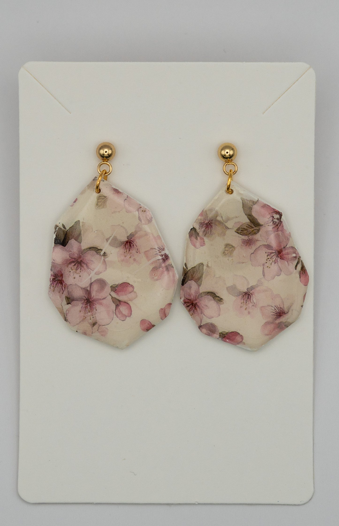 Sakura Petal Geometric Dangle Earrings