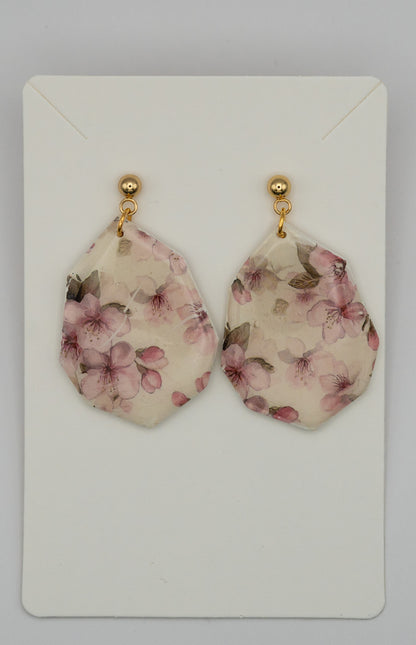 Sakura Petal Geometric Dangle Earrings