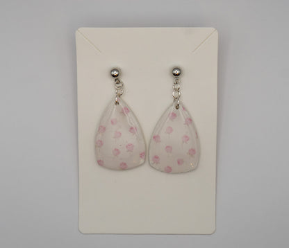 Dainty Rose Drop Earrings – Soft Pink Florals with Platinum Plated Studs