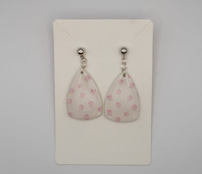 Dainty Rose Drop Earrings – Soft Pink Florals with Platinum Plated Studs