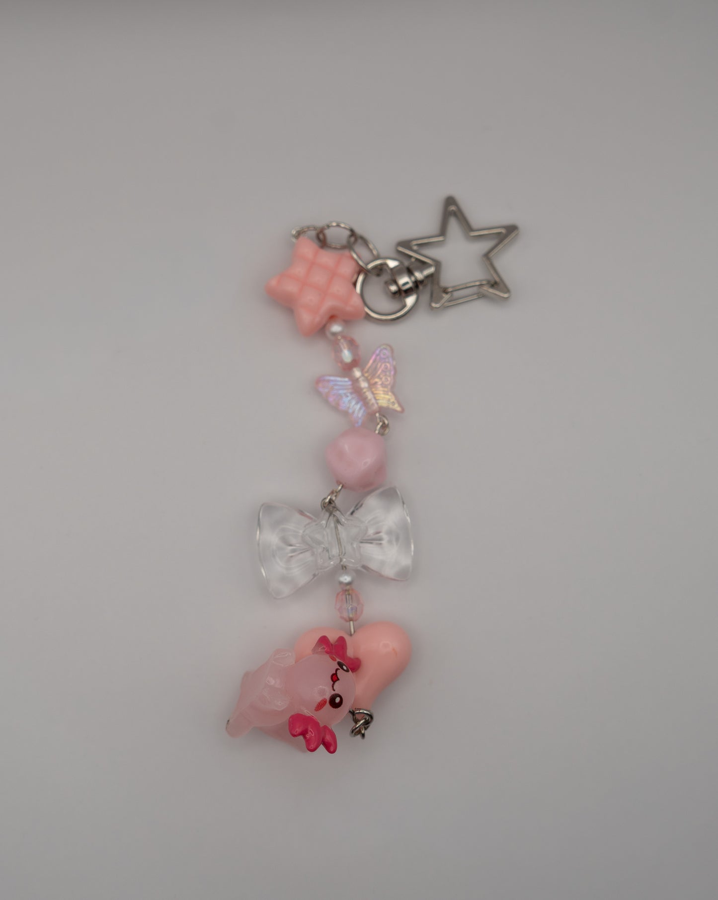 Pink Axolotl Charm Keychain – Cute Beaded Coquette Accessory