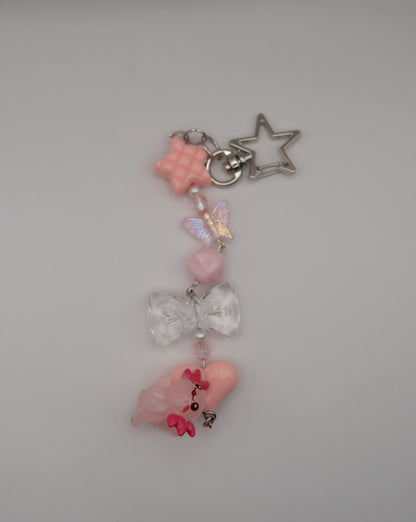 Pink Axolotl Charm Keychain – Cute Beaded Coquette Accessory