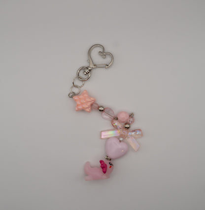 Pink Axolotl Charm Keychain – Cute Beaded Coquette Accessory
