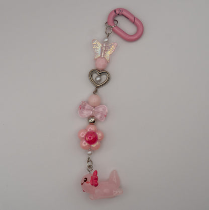 Pink Axolotl Charm Keychain – Cute Beaded Coquette Accessory