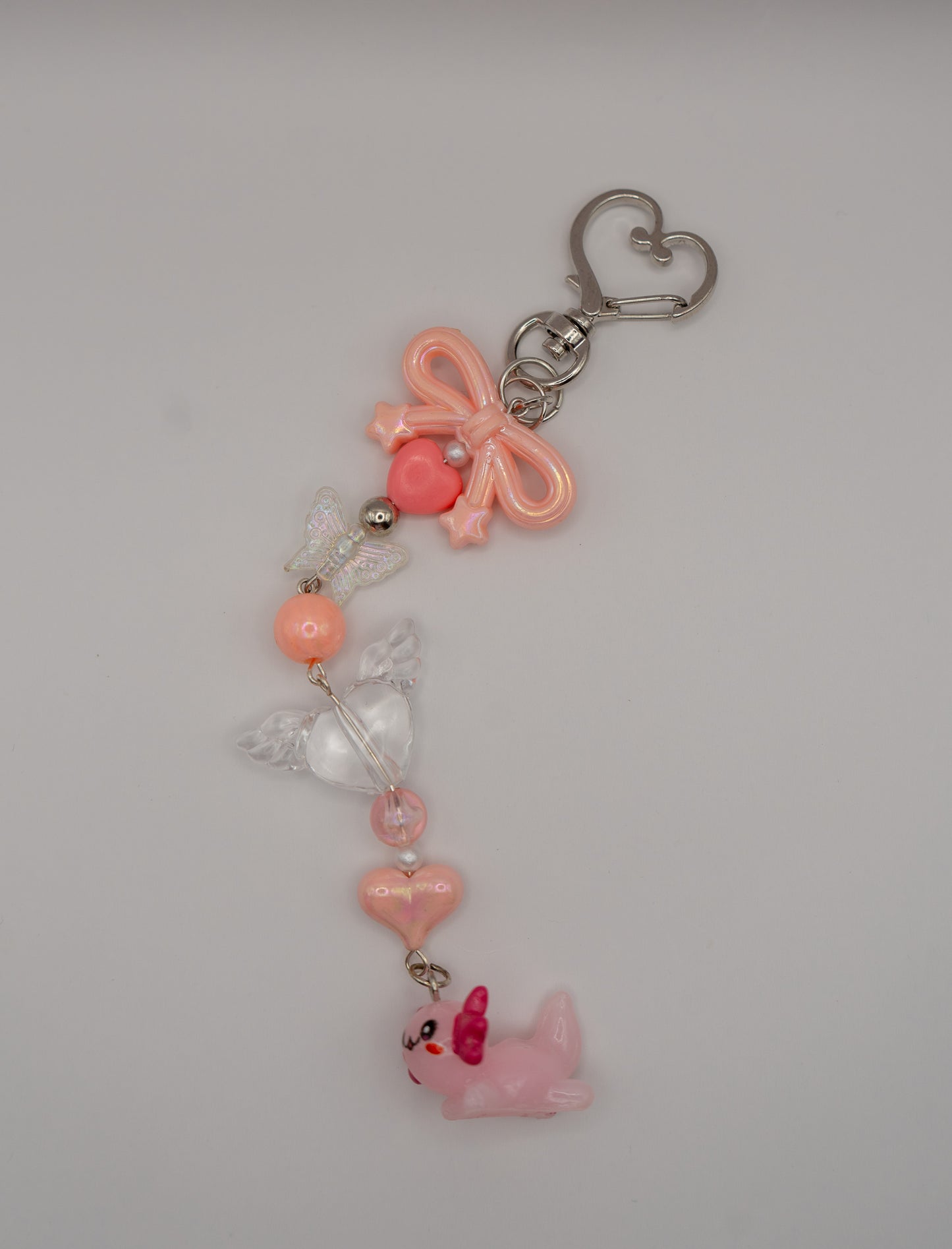 Pink Axolotl Charm Keychain – Cute Beaded Coquette Accessory