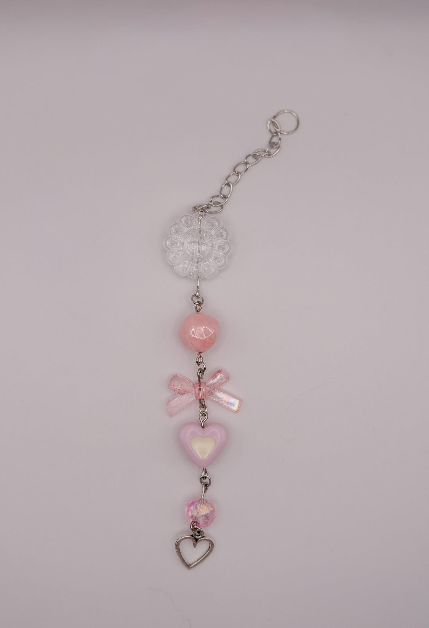 Coquette Candy Computer Keychain – Pink Hearts, Bows & Star Charm