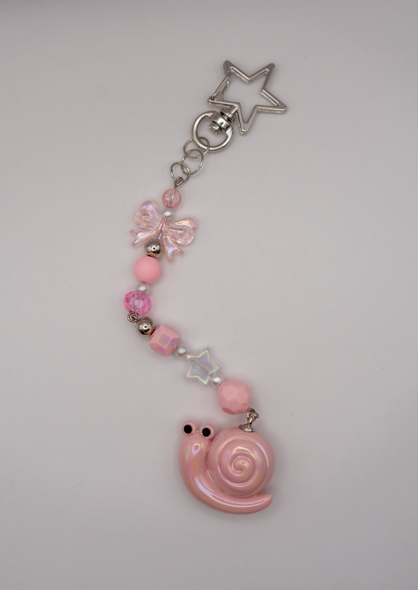 Pink Snail Charm Keychain