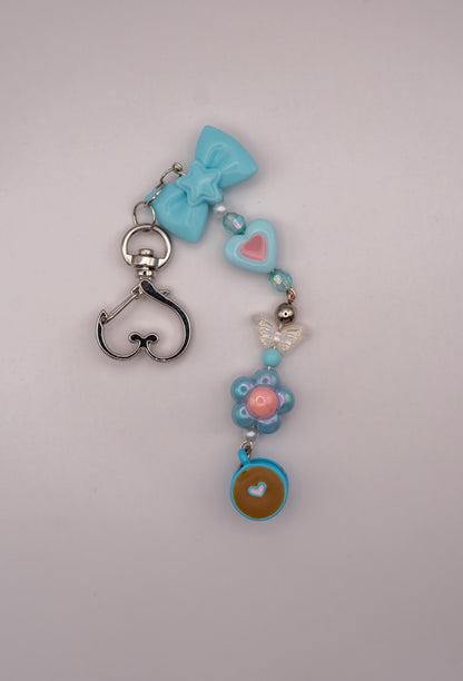 Blue Coffee Mug Charm Keychain