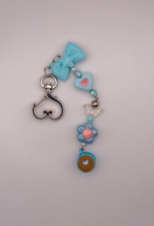 Blue Coffee Mug Charm Keychain