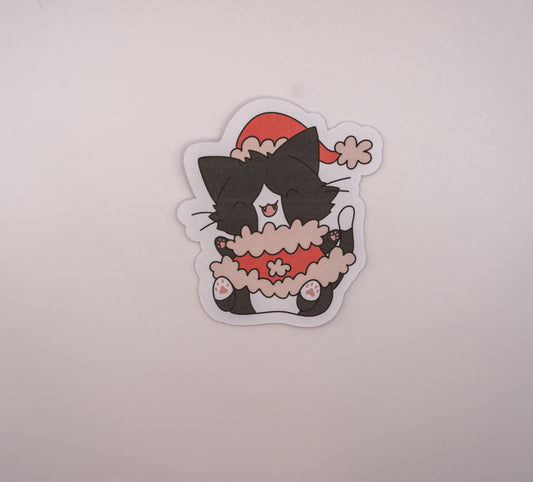 Cozy Santa Kitty Sticker