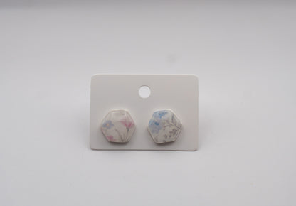 Wildflower Hexagon Stud Earrings