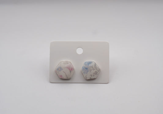 Wildflower Hexagon Stud Earrings