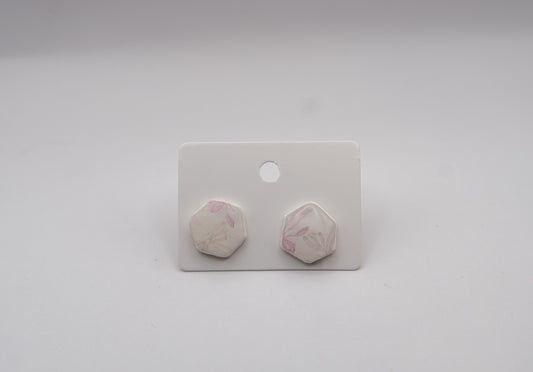 Pink & Green Bow Stud Earrings