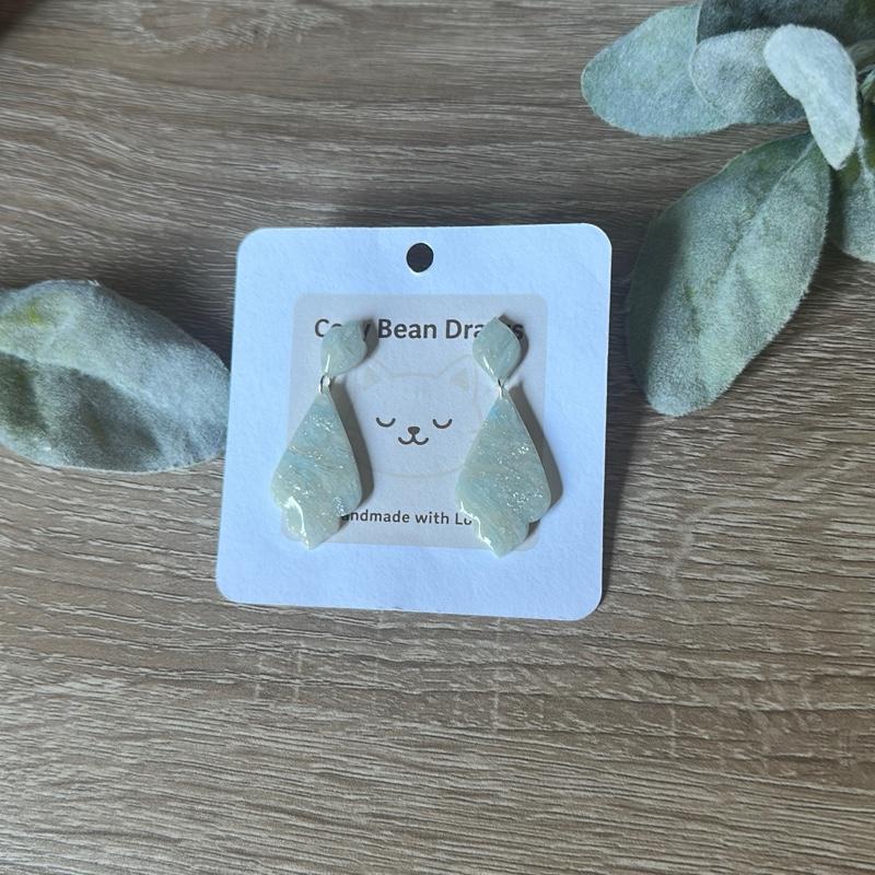 Cozy Bean Draws Handmade Polymer Clay Faux Stone Dangle Earrings with Glossy Finish Hypoallergenic Hooks Lightweight Boho Jewelry for Crystal Lovers