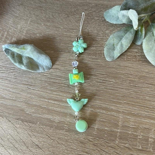 Sweet Mint Macaron Keychain Handmade Beaded Charm with Pastel Beads & Durable Metal Clasp for Kawaii Aesthetic Fans