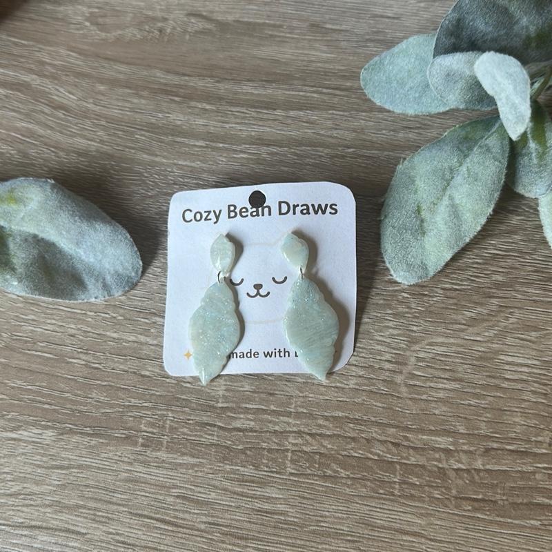 Cozy Bean Draws Handmade Polymer Clay Faux Stone Dangle Earrings with Glossy Finish Hypoallergenic Hooks Lightweight Boho Jewelry for Crystal Lovers