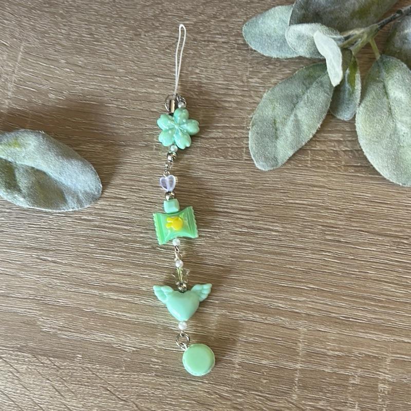 Sweet Mint Macaron Keychain Handmade Beaded Charm with Pastel Beads & Durable Metal Clasp for Kawaii Aesthetic Fans