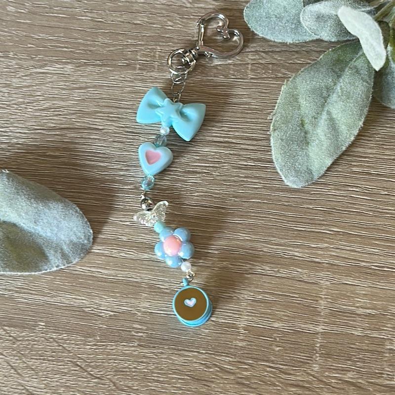 Cozy Coffee Charm Keychain Handmade Beaded with Enamel Latte Charm Neutral Beads Durable Clasp Perfect for Coffee Lovers Cozy Aesthetic Fans