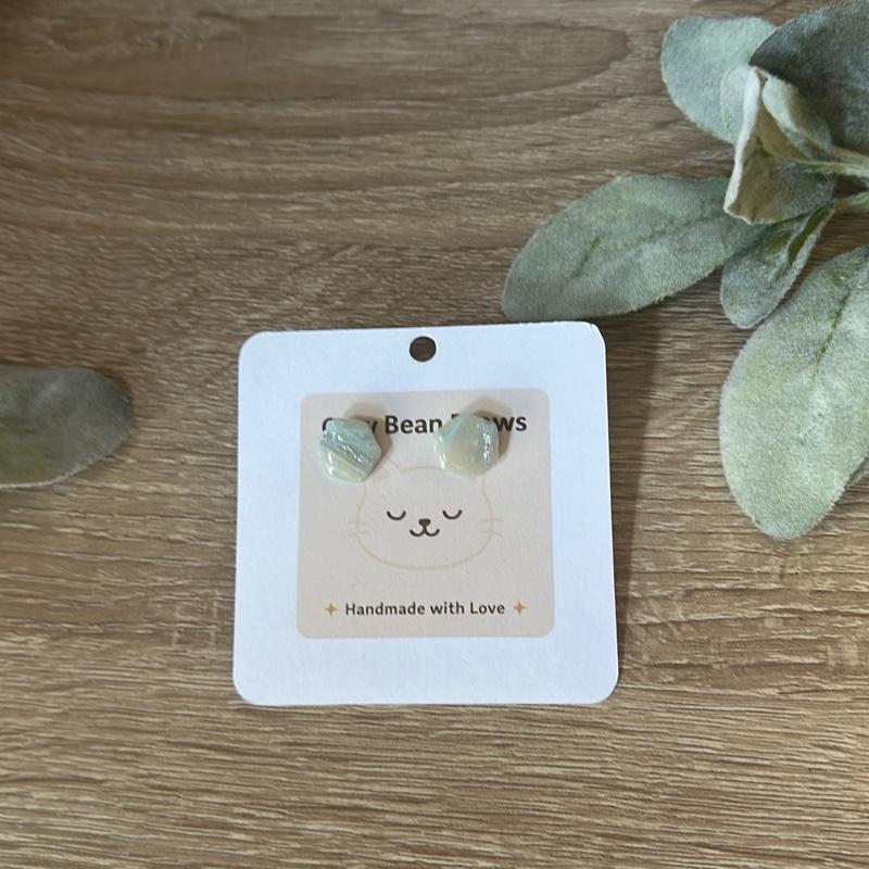 Cozy Bean Draws Faux Marble Stone Earrings Handmade Polymer Clay Hypoallergenic Stainless Steel Hooks Lightweight Unique Marbled Design