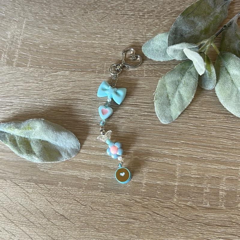 Cozy Coffee Charm Keychain Handmade Beaded with Enamel Latte Charm Neutral Beads Durable Clasp Perfect for Coffee Lovers Cozy Aesthetic Fans